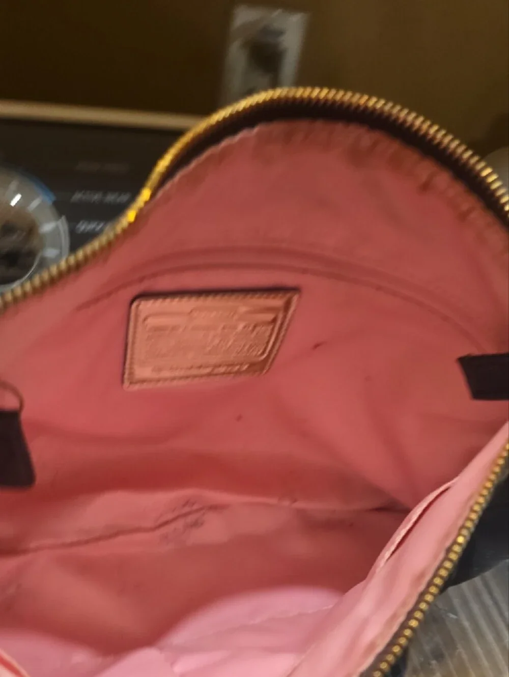 Coach Brown Signature-Print Shoulder Bag with Gold Hardware